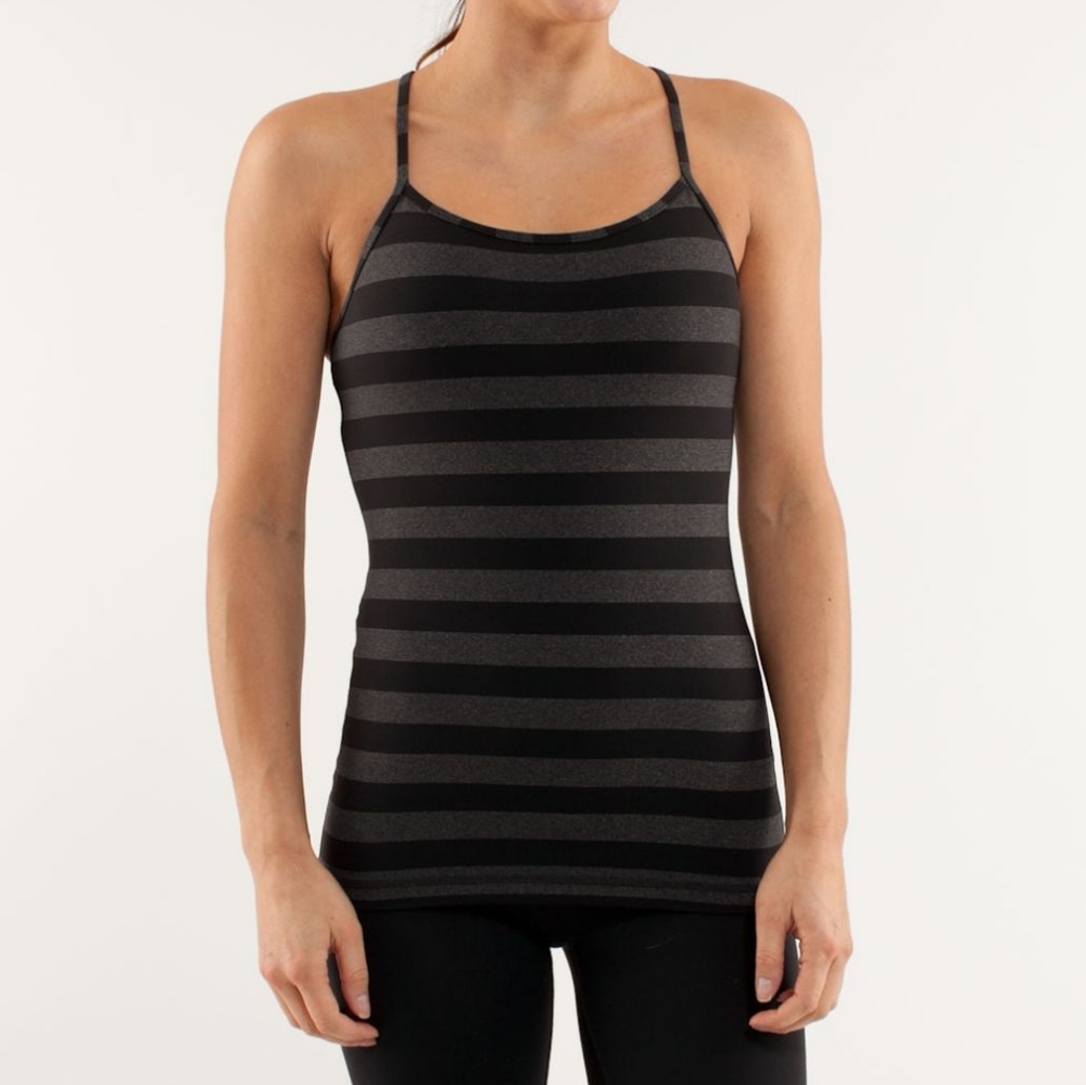 Lululemon Power Y Tank Top Black Grey Striped 4